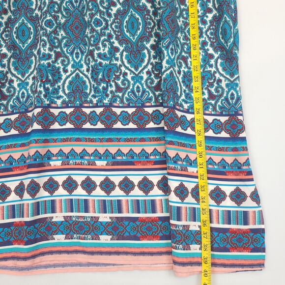 Faded Glory Maxi Skirt Paisley Pull On Women XXL Multicolor Teal Drawstring - Picture 5 of 10